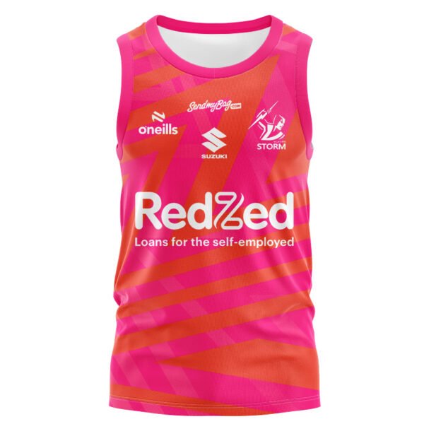 NRL Melbourne Storm 2025 Orange Warm Up Singlet