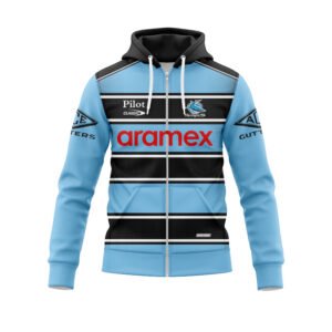 NRL Cronulla-Sutherland Sharks 2025 Warm Up Zipper Hoodie