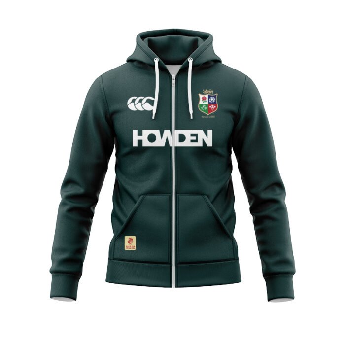 British & Irish Lions 2025 Training Green Zipper Hoodie - Image 1