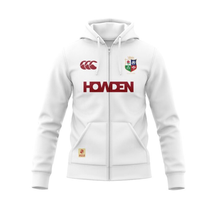 British & Irish Lions 2025 Training White Zipper Hoodie - Image 1